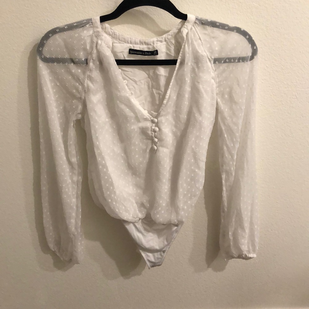 Abercrombie and Fitch Long Sleeved White Bodysuit